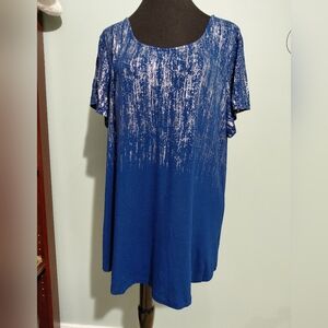 Sparkling Royal Blue Metallic Tunic JM Collection top 80s, 90s, Y2k, Vintage